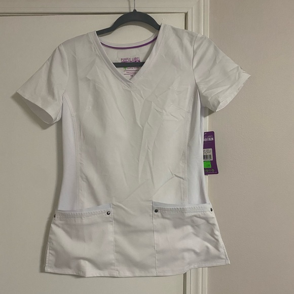 healing hands Other Purple Label Yoga Scrubs By Healing Hands White Scrub Top Xs Poshmark